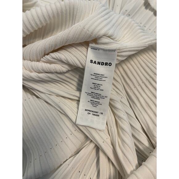 SANDRO ALECIA KNIT AND DENIM MIDI DRESS RIBBED NWOT- SIZE EU- 42/US-MEDIUM - Picture 12 of 14